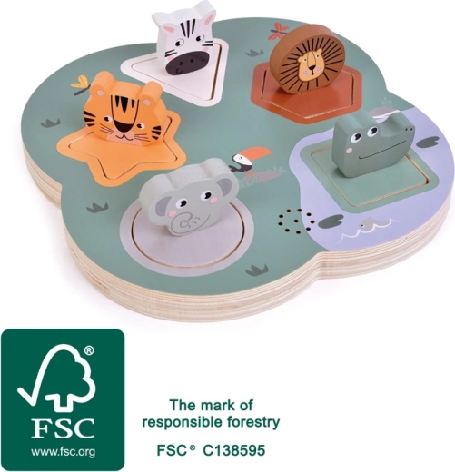 Wooden 3D Sound Puzzle SAFARI for Kids
