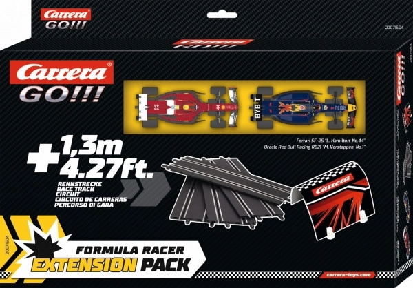 Expansion set for GO slot car track with straights and F1 cars