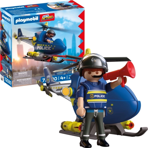 Playmobil City Action – policininkas su sraigtasparniu ir priedais, 28 dalys