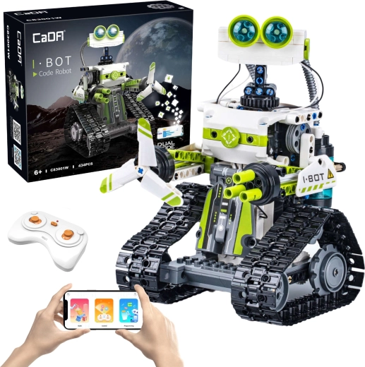 Konstruktorius CaDA I.BOT Code Robot RC su LED, programavimu ir dvigubu valdymu, 434 detalės