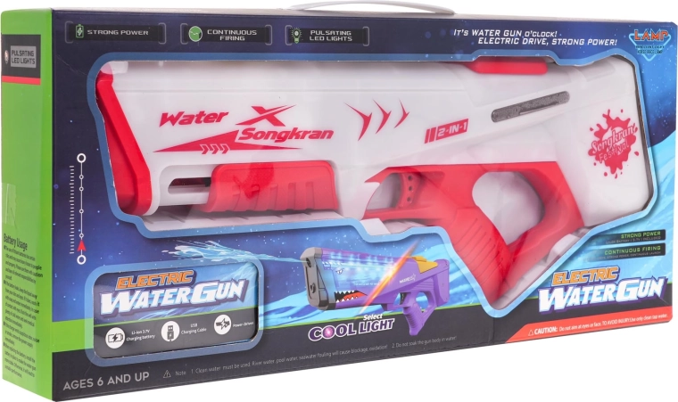 Electric Water Gun with Light 2-in-1 – Red