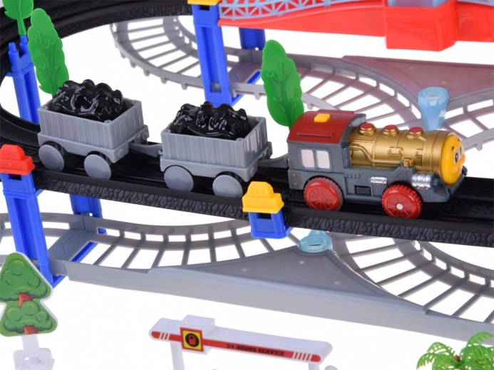 Lokomotyvas su vagonais ir realistiškais efektais