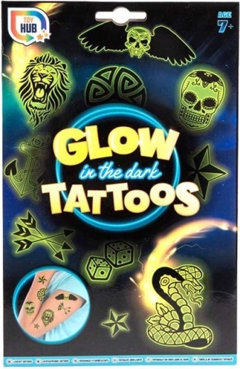 Tamsoje šviečiančios laikinos tatuiruotės – 2 lapų rinkinys