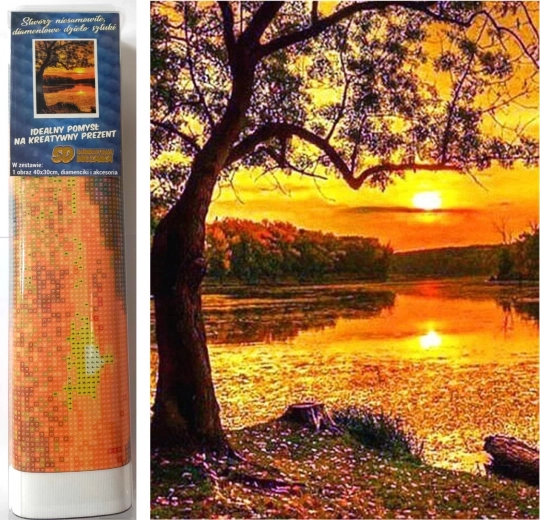 Norimpex deimantinė tapyba – saulėlydis virš ežero 30 × 40 cm