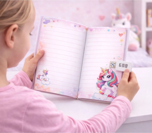 Spalvoti puslapiai ir melodija atrakintus