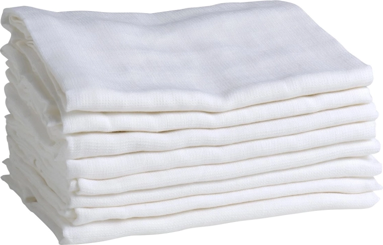 Mininor muslin organic diapers white 70 × 70 cm (8 pcs)