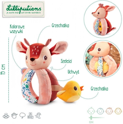Lilliputiens barškutis ir griebimo žaislas elniukė Stella, 6 mėn.+