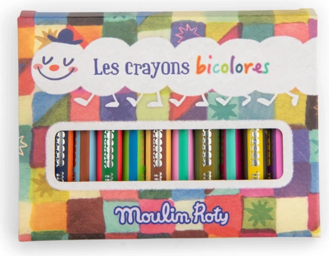 Moulin Roty Les Petites Merveilles Two-Tone Colored Pencils - 12 pcs