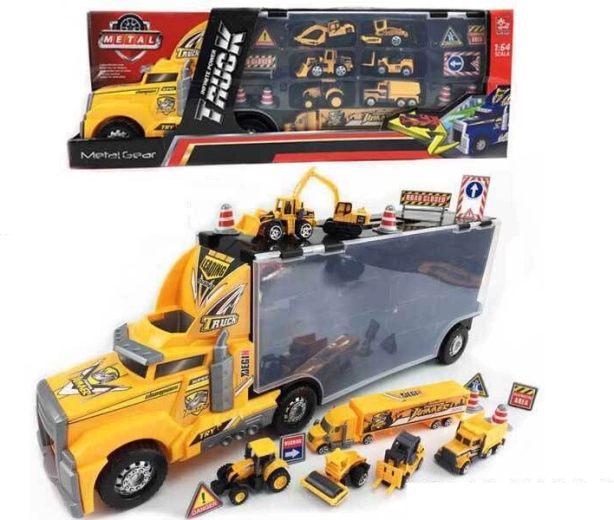 Heavy-Duty Tractor Truck with Cars 1:64
