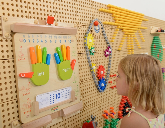 Part of a flexible educational wall