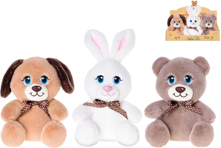 Plush animal 15 cm with bow for the little ones