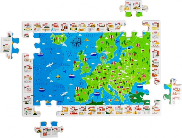 Bigjigs Toys medinė grindų dėlionė Europos žemėlapis – 48 dalys