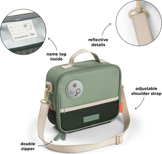 Done by Deer Tiny trails green insulated lunch bag 4 l