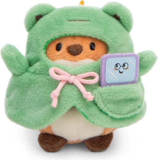 NICI MyMochi fox Geeks in a frog costume with mini video game – plush 3‑in‑1 set, 8 cm