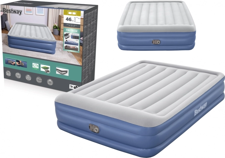 Pripučiamas čiužinys 203 × 152 × 46 cm BESTWAY su integruotu siurbliu