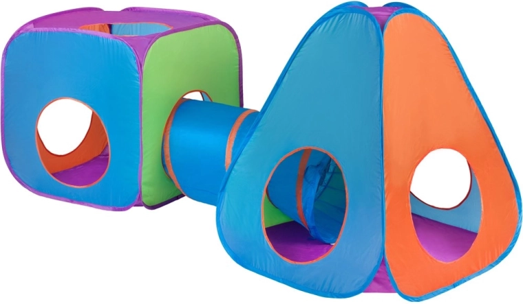 Vaikiška palapinė 3v1 su tuneliu BABY MIX oranžinė–mėlyna