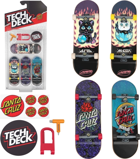 Tech Deck Fingerboard Set of 4 Mini Skateboards Santa Cruz - 4 pcs