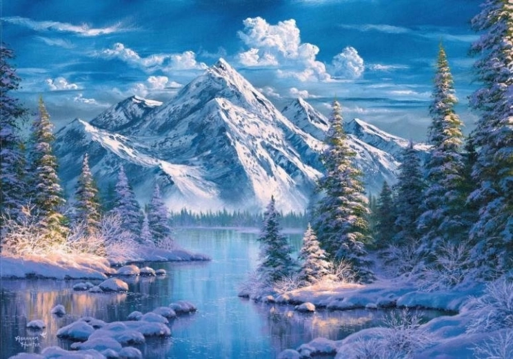 Diamond Painting River in a Mountain Valley