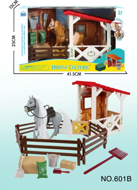 Stable with Pony and Paddock – Children’s Farm Set