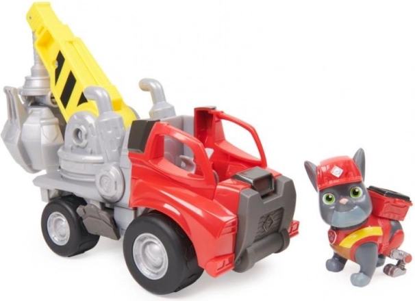 RUBBLE & CREW „Charger“ kranas su griebtuvu – statybinė transporto priemonė su figūrėle