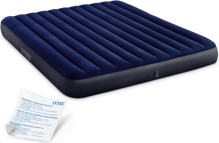INTEX Inflatable Double Air Mattress with Velour Surface 203 × 183 × 25 cm