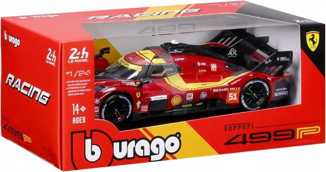 BBU Ferrari Racing 499P Le Mans Red #51 die-cast model car 1:24