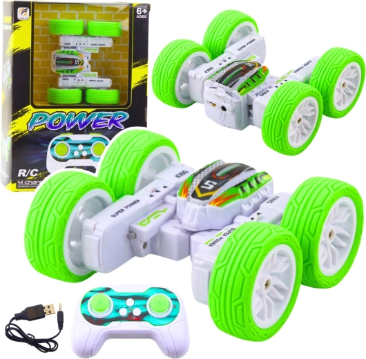 Kaskadininkų RC automobilis 360° 1:32 žalias