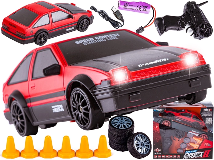 Driftinis RC automobilis Toyota 1:24, 2,4 GHz, 4WD, raudonai juodas
