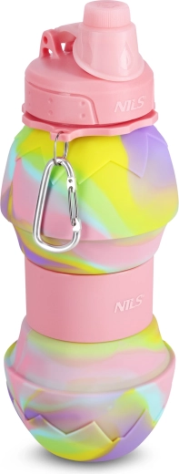 Sulankstomas silikoninis gertuvė NILS Camp 700 ml, rožinė
