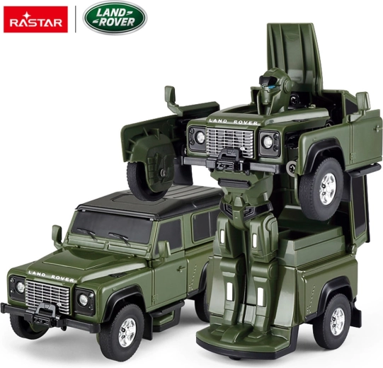 Metalinis automobilis ir robotas 2in1 Rastar Land Rover Defender 1:32 žalias - 1 vnt.