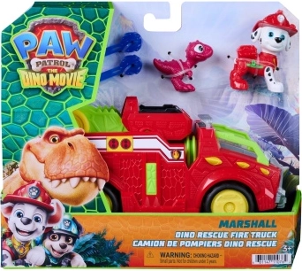 PAW Patrol: The Mighty Movie – Marshall’s Dino Rescue fire truck with figures and projectiles