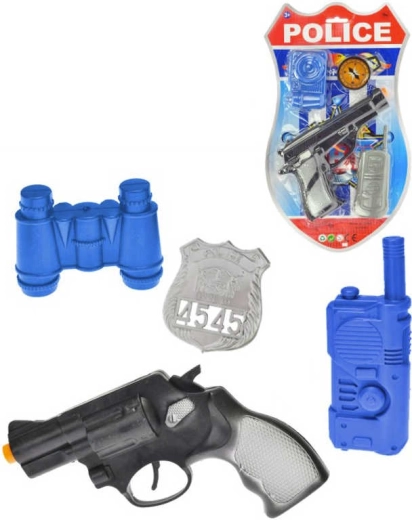 Police cap gun 18 cm with accessory set (camera/binoculars)