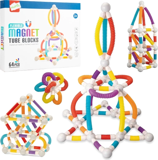 Movable Magnetic Building Set, 64 Pieces