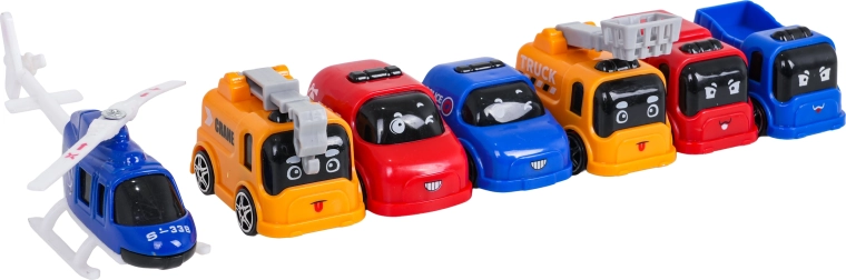 6 automobiliukai, sraigtasparnis ir kelio priedai