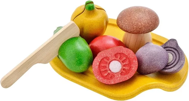 Medinė PlanToys daržovių pjaustymo rinkinys