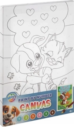 Paint by Numbers on Canvas – Sweet Puppy and Kitten Duo