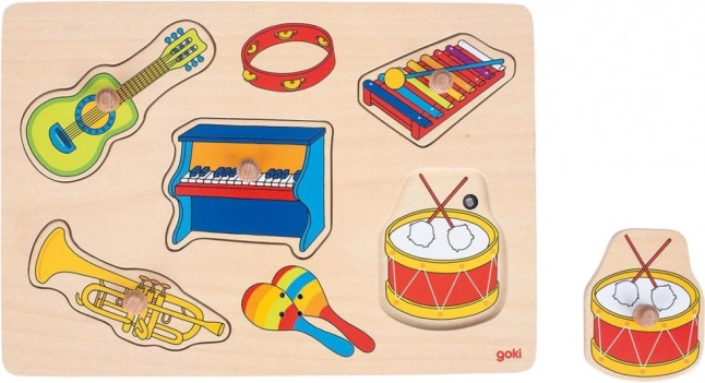 Goki Wooden Puzzle with Sounds - Musical Instruments