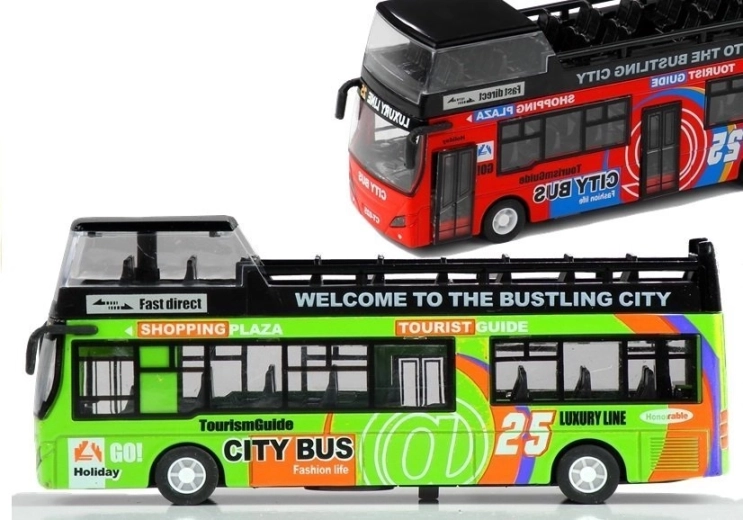 Green Tourist Double-Decker Bus 1:32 with Movable Doors