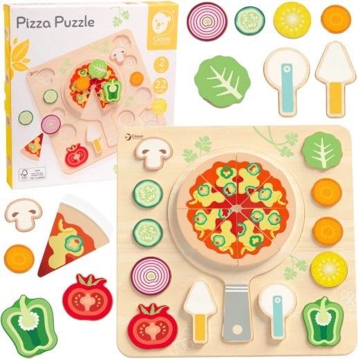 CLASSIC WORLD Wooden Pizza for Cutting, Puzzle 22 Pieces