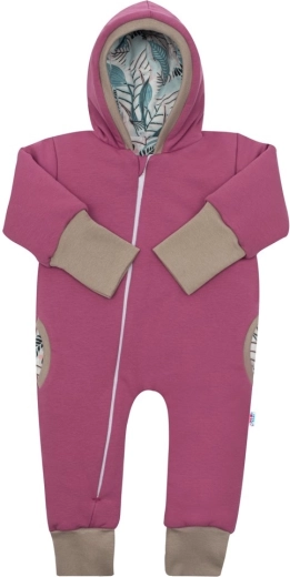 Insulated spring hooded romper New Baby Spring pink-purple