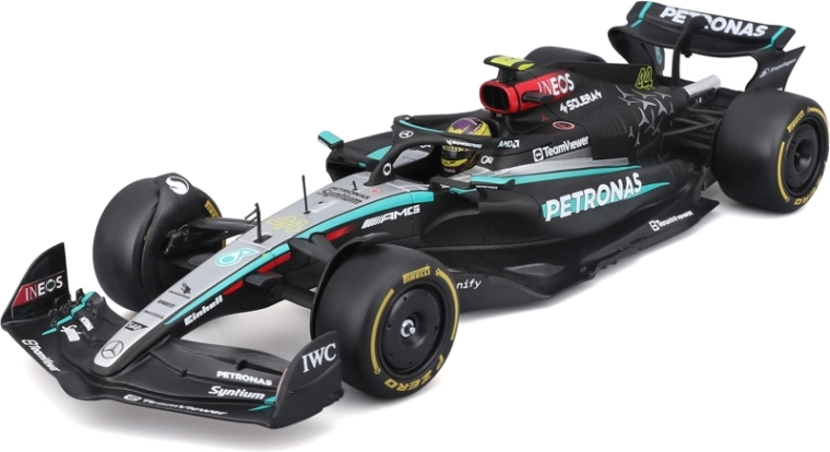 Bburago Mercedes-AMG Petronas W15 2024 #44 Lewis Hamilton – Formulės 1 modelis 1:24 akriliniame dėkle