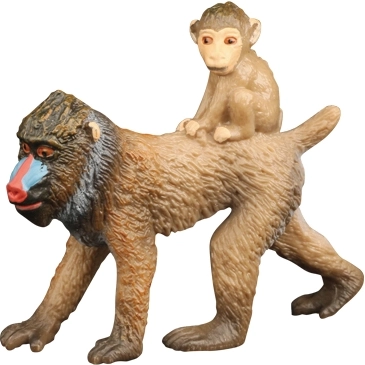 BALULU mandrill figurine with baby