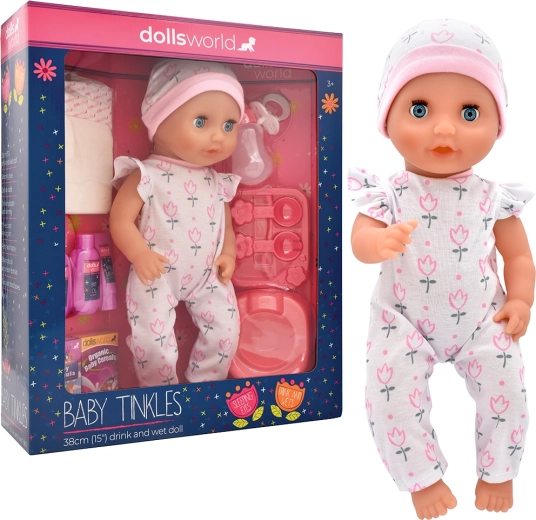 Dolls World kūdikėlis Baby Tinkles 38 cm su gėrimo ir šlapinimosi funkcija, su priedais