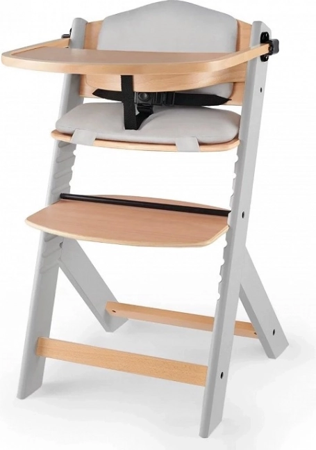 Kinderkraft Enock auganti maitinimo kėdutė su paminkštinimu Grey wooden