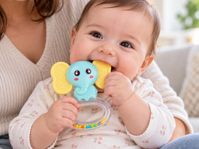 Teether with various surfaces