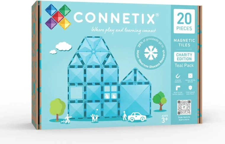CONNETIX Charity Teal Magnetic Tiles Set – 20 Pieces