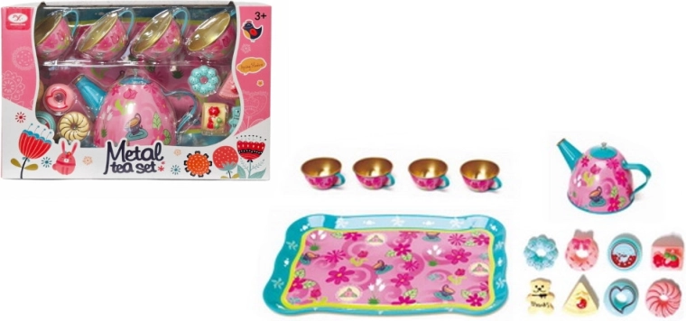 Metal kitchen cookware set with a floral motif