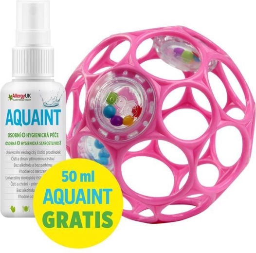 Oball barškantis kamuoliukas 10 cm tamsiai rožinis + valomasis vanduo Aquaint 50 ml