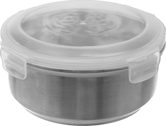 Round stainless steel food container with sealing lid 750 ml