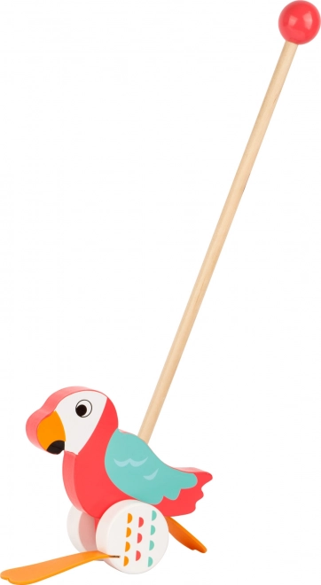 Small foot stumdukas papūga Lori – medinis stumiamas žaislas pirmiesiems žingsneliams